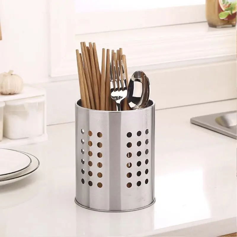 

Stainless Steel Kitchen Cooking Utensils Holder Crock Drainer Flatware Caddy Cutlery Organizer Tableware Storage Serving Tool