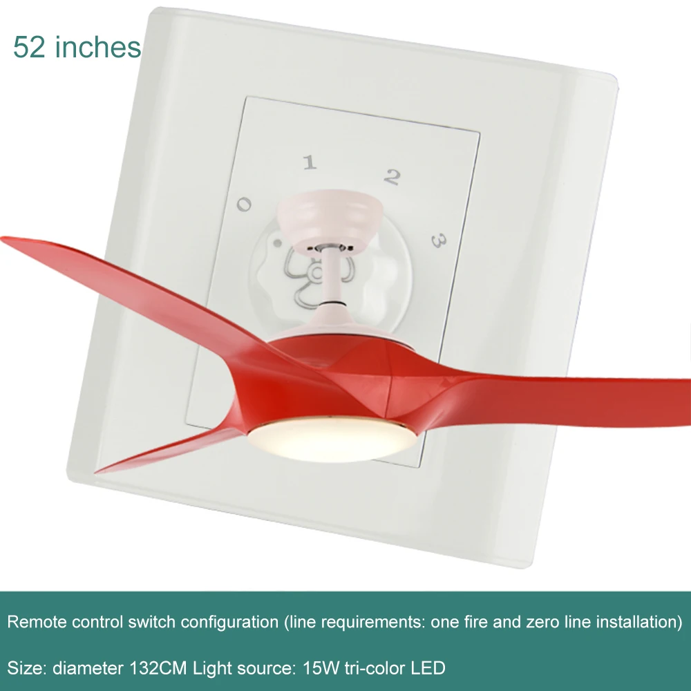 wall control red 52 дюймов современные потолочные вентиляторы свет с пультом дистанционного управления светильник с вентилятором для спальни гостиной столовой дети кабинет офисный потолок вентилятор лампы - Цвет лезвия: wall control red