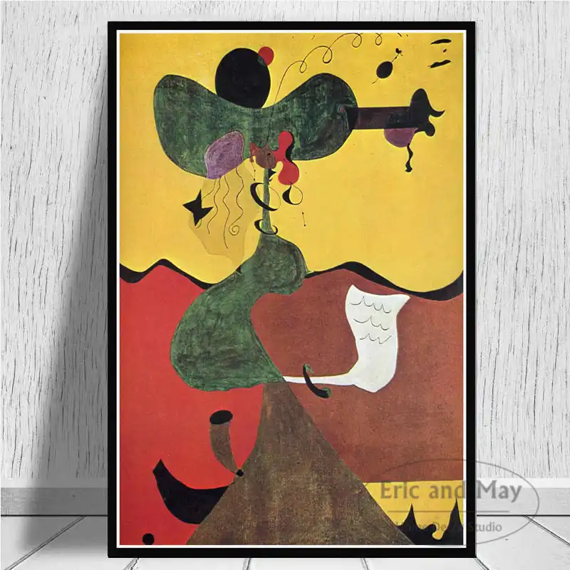 Joan Miro Moderne Kunst Gemalde Abstrakte Bild Retro Poster Und Drucke Wand Leinwand Bilder Fur Wohnzimmer Wohnkultur Malerei Und Kalligraphie Aliexpress