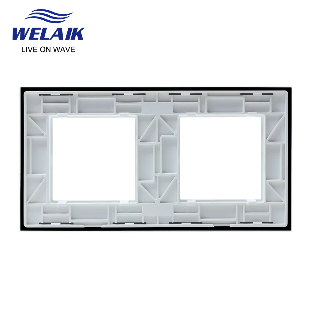 EU 2Frame 151*80mm Wall Socket Outlet Square-hole Crystal Tempered Glass Panel DIY Parts A288W1 access panel wall touch switch socket pixel style switch board tempered glass frame