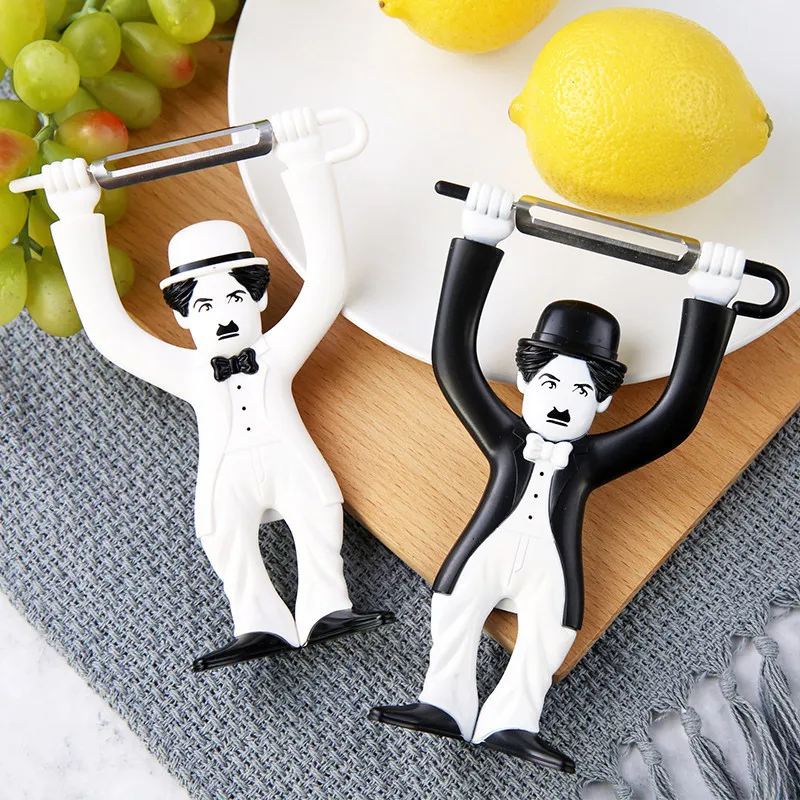 

Funny Chaplin Peeler Creative Plastic Fruit Vegetable Potato Multi-function Stainless Steel Sharp Blade Peeler Kitchen Gadgets