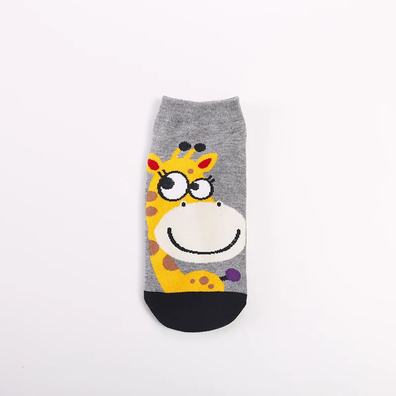 LoveBeautifulGiraffe Женские носки до лодыжки с забавным милым большим лицом, мультяшным животным, на лето, весну, зиму, с пони, обезьянкой, жирафом, кабаном, унисекс, серые носки - Цвет: LoveBeautifulGiraffe