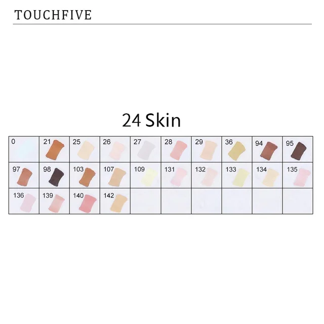 24 SKIN TouchFIVE маркер для рисования комплекты 30/40/60/80/168 Цвета аниме студент эскиз конструкции манга спиртовой фломастер для рисования(легкое белое ручки - Color: 24 SKIN