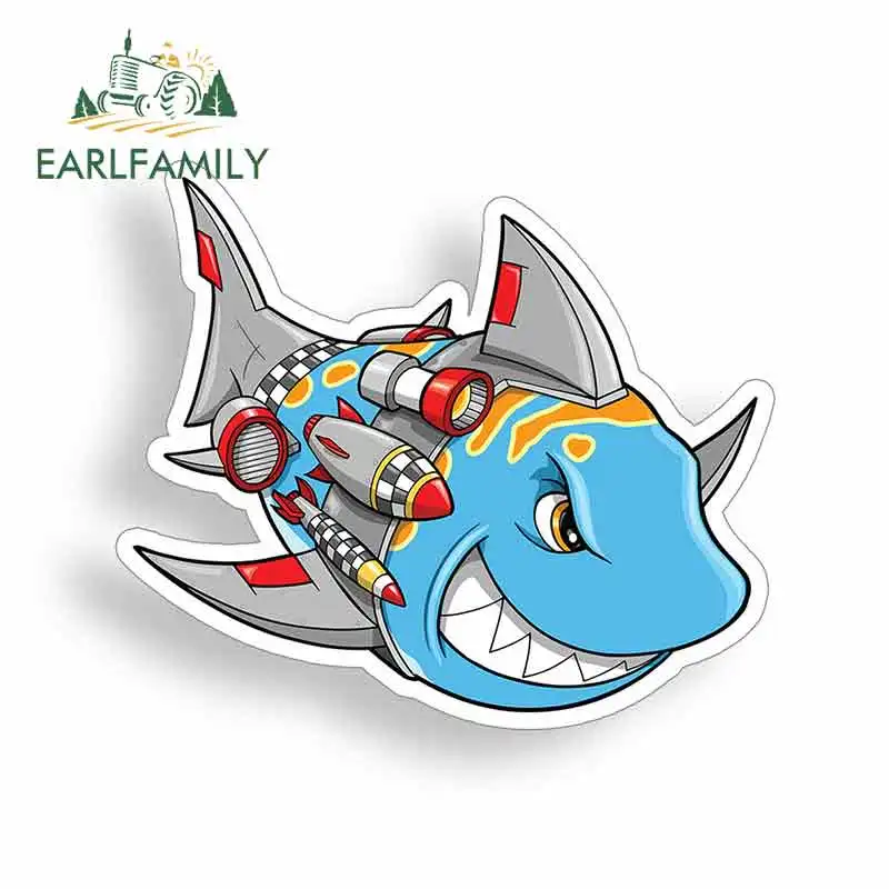 

EARLFAMILY 13cm x 13cm for Shark Missile Rocket Bomber Cartoon Vinyl JDM Bumper Trunk Truck Graphics Waterproof Anime VAN Decal