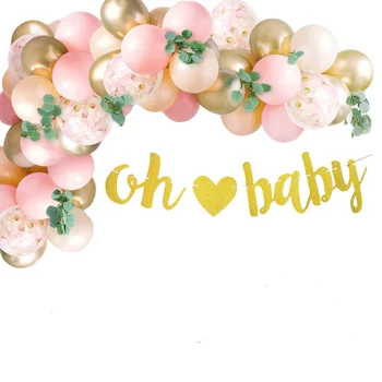 

Girl Birthday Party Balloon Decoration Metallic Gold Balloon Garland Princess Party Pink Balloon Banner Rattan Balloon Kit