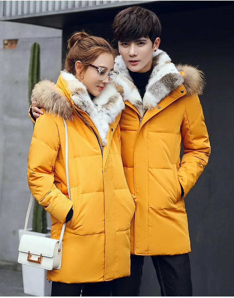 5XL White Duck Down Jacket Women Winter Goose Feather Coat Long Raccoon Fur Parka Warm Rabbit Plus Size Outerwear WJM19