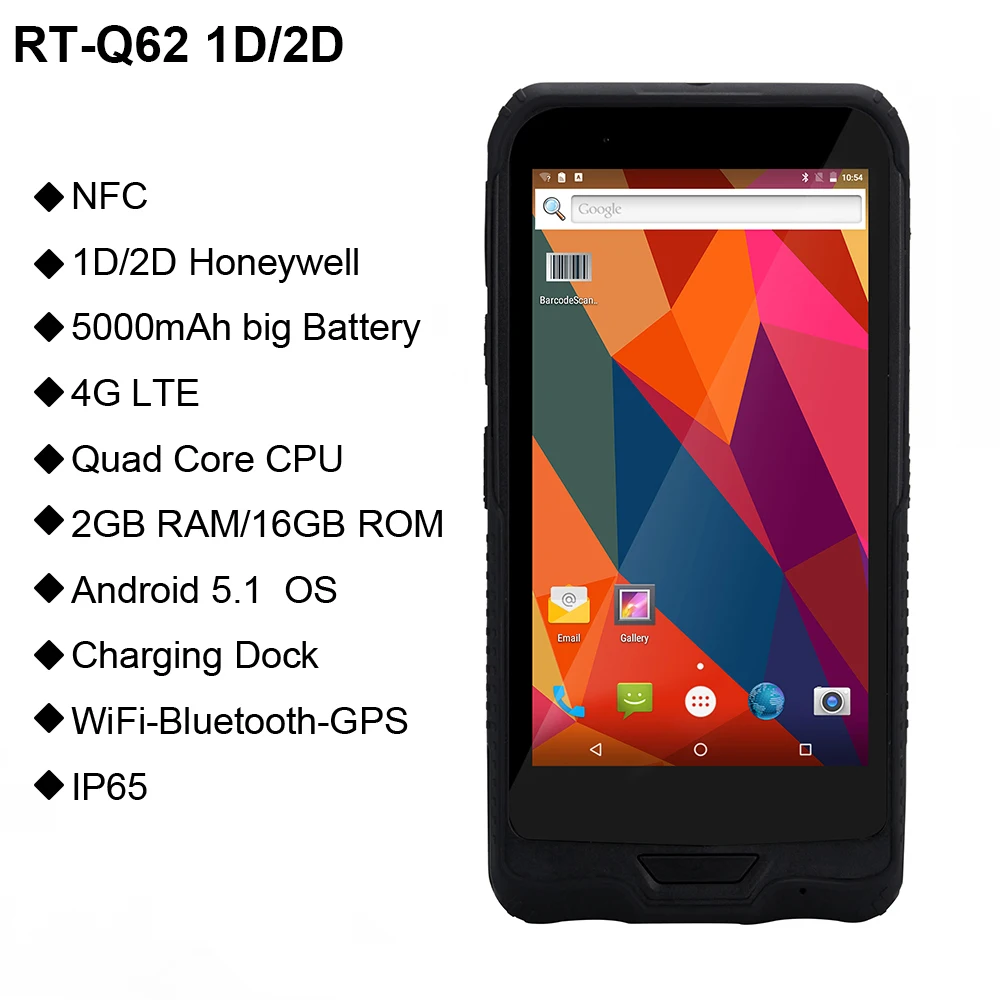  RT-Q62 6 Inch Touch Screen Rugged Tablet Smartphone Mobile Android Handheld PDA 1D Laser 2D Barcode