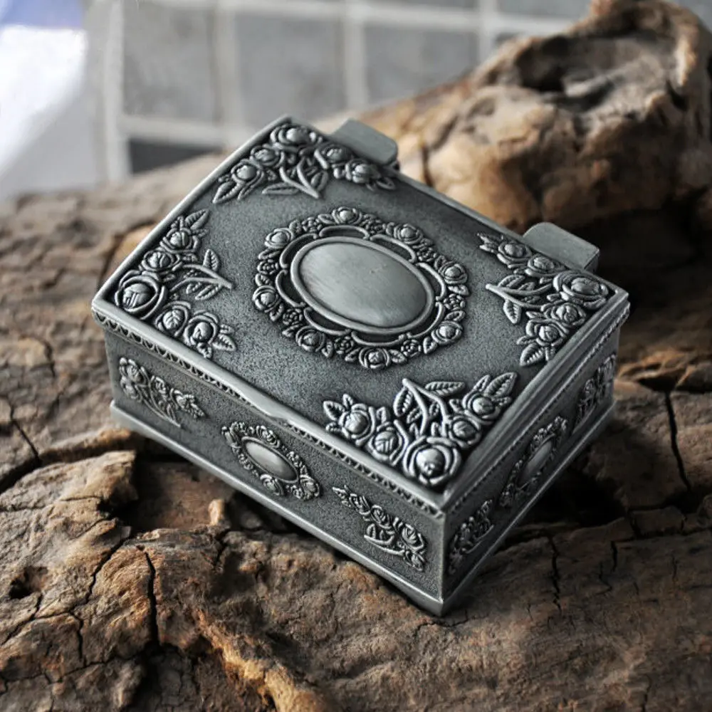 Fashion Metal Jewelry Casket Vintage Trinket Box Earrings Rings Packing Case Fashion Metal Jewelry Casket Vintage Trinket Box Earrings Rings Packing Case