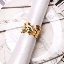 

6PCS Leaf Metal Napkin Ring, Bow-knot Napkin Buckle, Wedding Event Table Decoration Crafts Holder Handmade Party Supplies