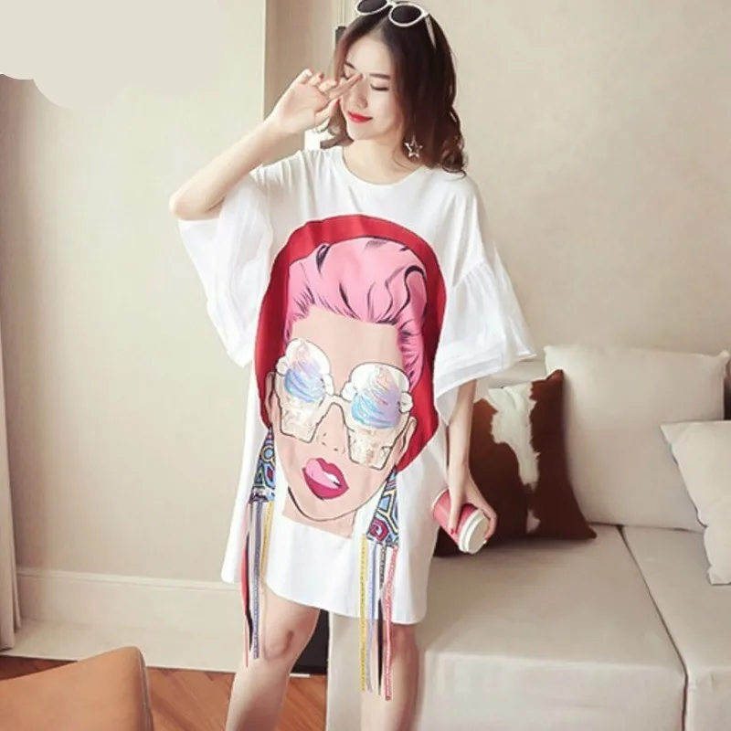 ops Tassel Irregular T Shirt Loose Plus Size Big