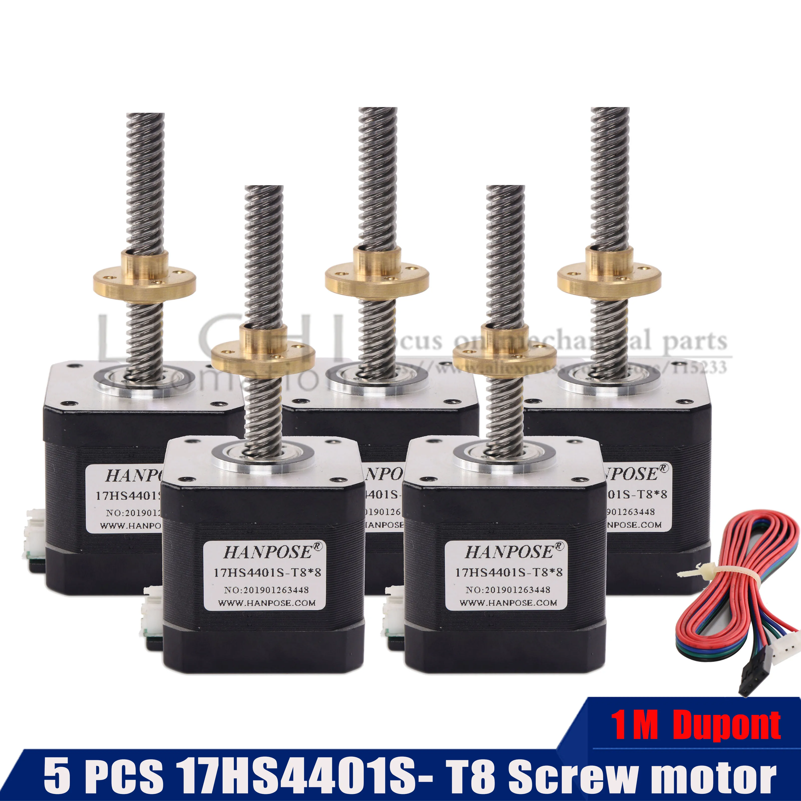 5 шт. 17HS4401S T8 свинцовый 2/4/8 мм 40 Nema17 шаговый двигатель L310MM с медной гайкой для