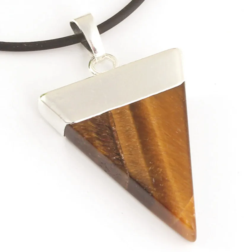 FYJS уникальные посеребренные геометрические формы тигровый глаз камень кулон