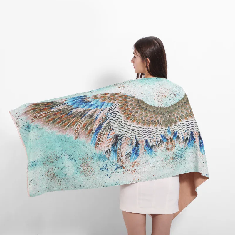 Most Popular fsbam YILIAN Brand YILIAN Brand Animal Wing Shawl Cashmere Novelty Designer Scarf For Women Top Quality Fashionable Green color LA081