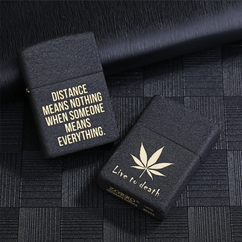 

Metal Kerosene Lighter Brass Frosted Black Windproof Refillable Cigarette Lighter Oil Fuel Laser Engraving LOGO Name Custom Made