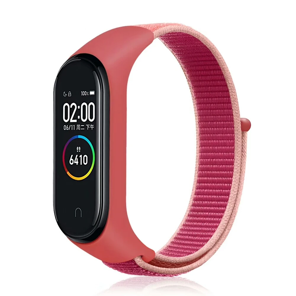 Дышащий нейлоновый ремешок для Xiao mi Band 4 3 Мягкая Спортивная петля для mi Band 3 4 Watchbnd Браслет замена браслета - Цвет ремешка: pomegranate