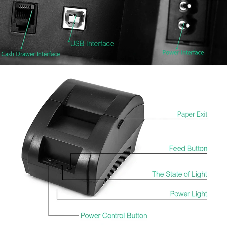 best small photo printer Thermal Receipt Printer 58mm POS Printer Bluetooth USB For Mobile Phone Android iOS Windows For Supermarket and Store instant photo printer