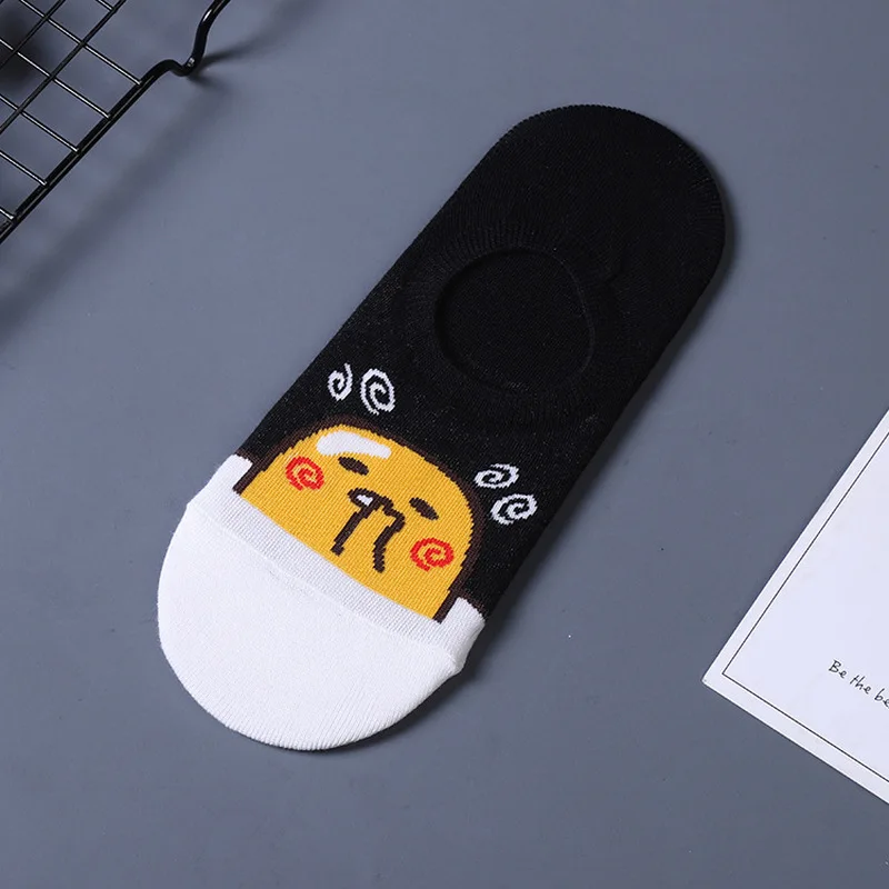 Корейский животных Gudetama Носки новинка вина женские хлопковые арт короткие носки