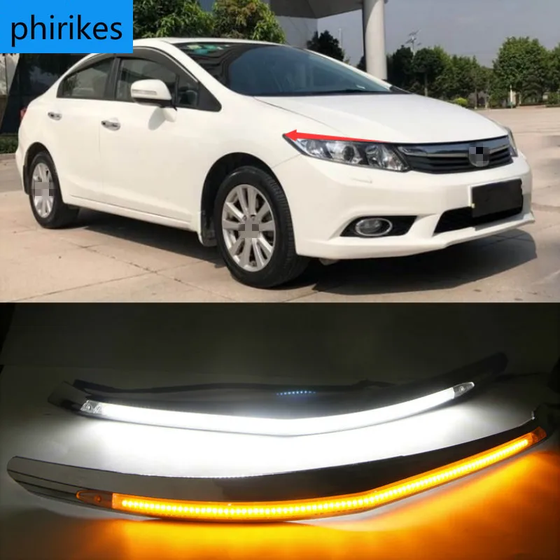 

Фасветильник головного света для Honda Civic 2011, 2012, 2013, 2014, 2015, автомобильные, с указателем поворота, 12 В, 2 шт., дневные ходовые огни