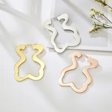 Модные ювелирные изделия из нержавеющей стали, полые серьги в виде медведя для женщин,, простые серьги в стиле панк, рождественские серьги