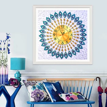 

2019 New DIY Wall Clock 5D Diamond Embroidery Cross Stitch Special Shape Diamond Painting Mosaic Rhinestones Needlework Gift