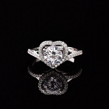 

inbeaut Excellent Cut Heart Moissanite Ring 925 Silver D Color Forever Love Pass Diamond Test Moissanite Wedding Ring for Girls