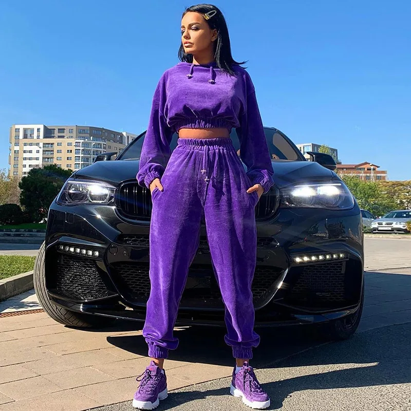 

Hot sale 2019 Fashion Casual Long Sleeve Set Sweater Women Solid Color Trousers Slim Fit