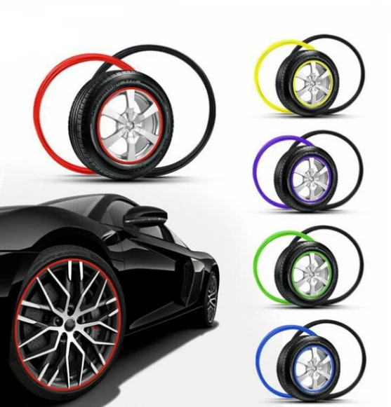 8 Meters Car Wheel Rim tire Sticker Wheel Decoration Auto Tire Plated Strip Protection tire Decoration strap Car Accessories