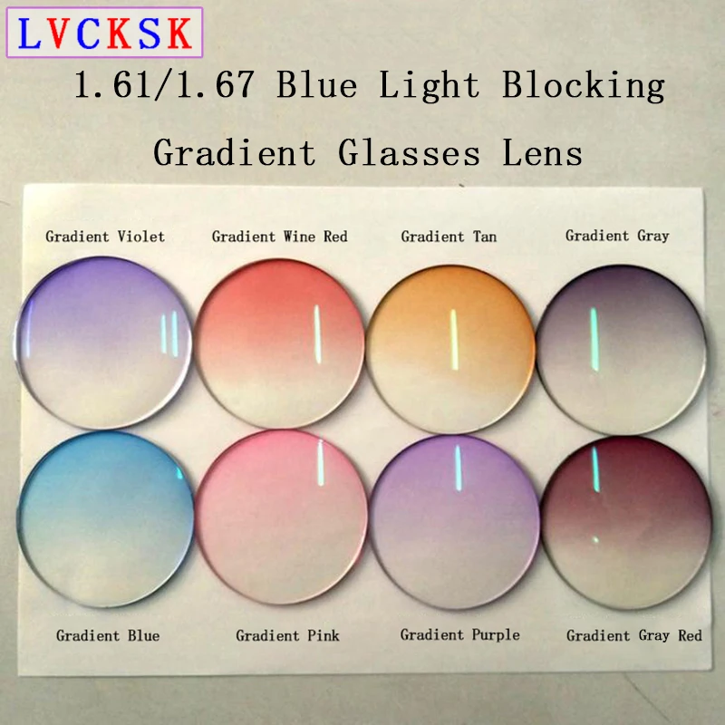 

1.61/1.67 Blue Light Blocking Myopia Gradient Lens Women Men Fashion High Definition Optical Prescription Lens Can Custom