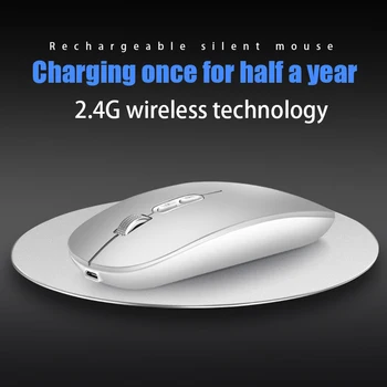 

2.4G Office Wireless Mouse Mute Charging Mouse with USB Receiver Compatible for Notebook AS99