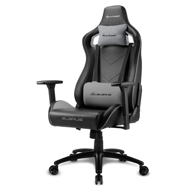Темно-серый Игровое кресло Sharkoon Elbrus 2 компьютерное, до 120 кг, кожа PU/PVC, металл - Цвет: Темно-серый