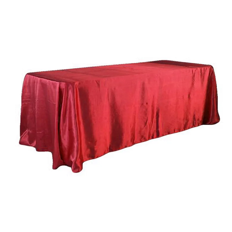  228x335cm Black Wedding Satin Tablecloth Party Table Cloth White Rectangle For Hotel Banquet Events