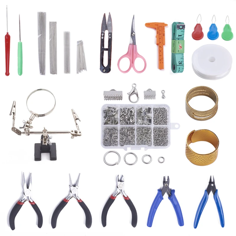 Günstig Schmuck Werkzeug Kit DIY Tools Set Ausrüstung Zangen Scissor Perle Awls Perlen Pinzette und Pins Messschieber für Schmuck Machen