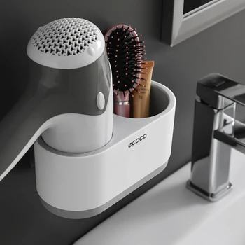 

Comb Holder Storage Organizer Hair Dryer Rack Self-adhesive Wall Mounted Stand for Shampoo Bathroom Accessories