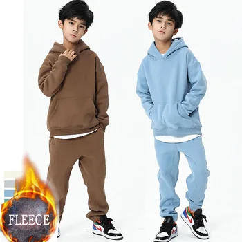 

Kids Tracksuit 2020 Winter Fleece Thicken Boys Costume Children Clothing Sweatshirt Pants Sport Suit for Boys Clothes Set 12 13Y