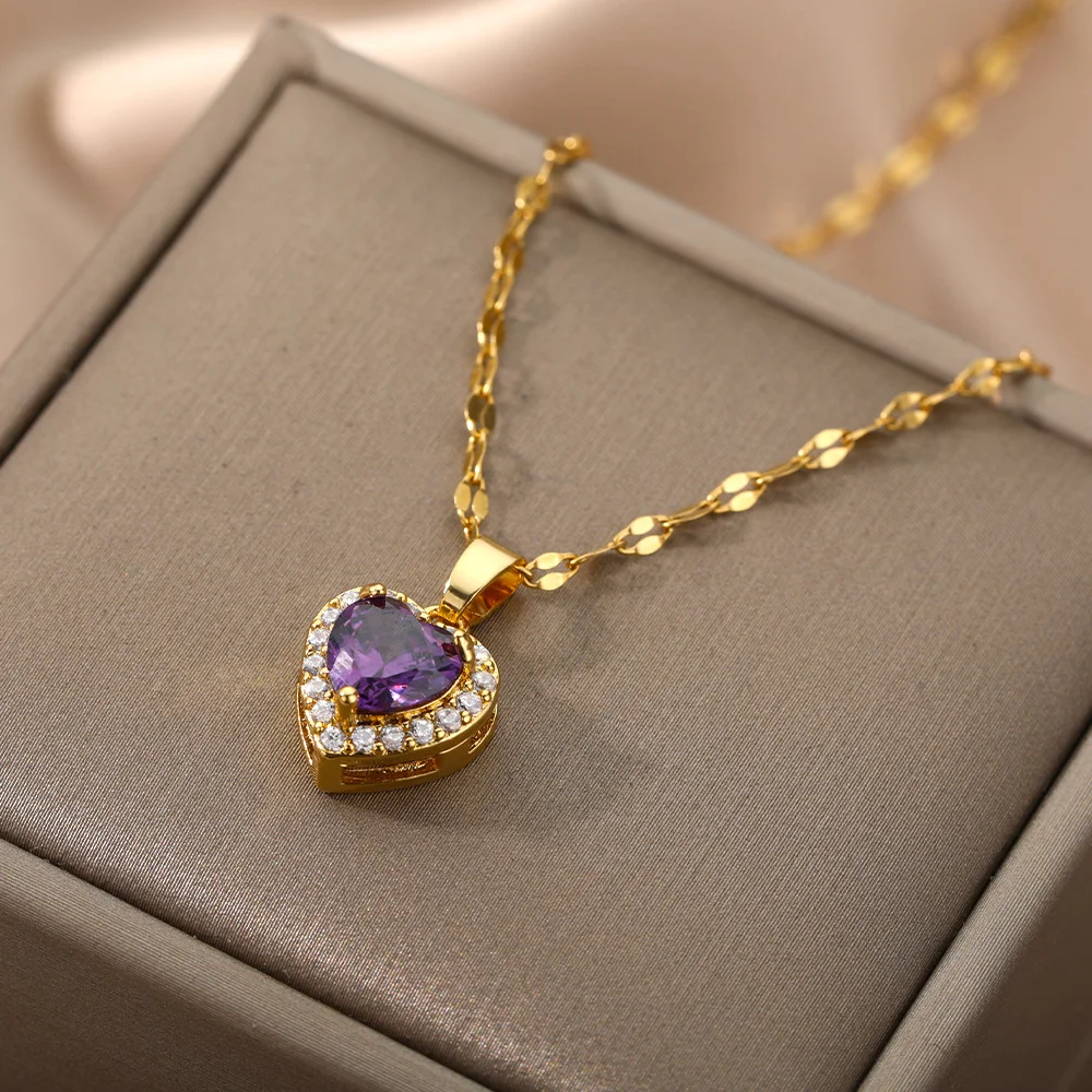 【BLACKPURPLE】Heart Basic Chain Necklace Woman H8f059bca8eee4848af26b26b48ced