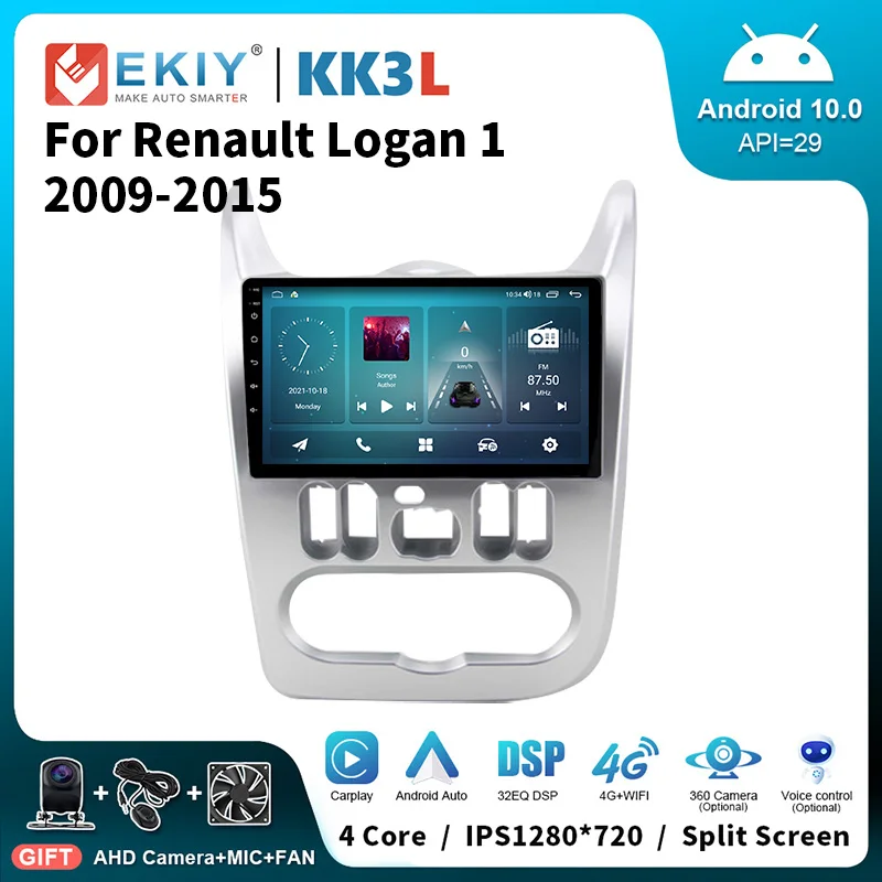 EKIY KK3L стерео Автомагнитола для Renault Logan 1 Sandero 2009-2015 Android мультимедийный видео