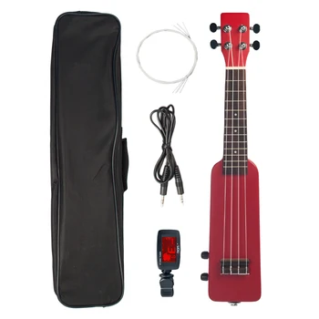 

NAOMI 21" Okoume Electric Ukulele + Ukulele Tuner NM-86 Guitar Tuner Ukelele Uke Kit W/Gig Bag 3.5mm Audio Cable Red