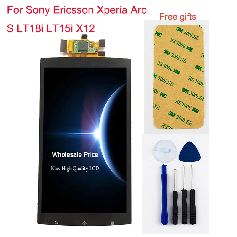 

For Sony Ericsson Xperia Arc S LT18i LT15i X12 LCD Display Panel Monitor Module + Touch Screen Digitizer Sensor Glass Assembly