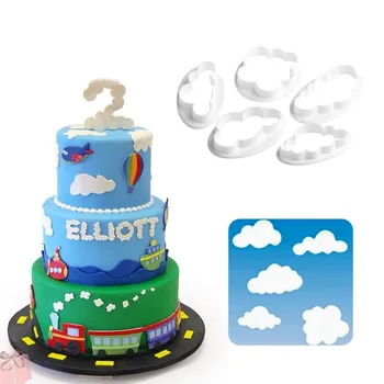 

5Pcs 3D Cloud Plastic Fondant Cutter Cake Mold Sugarcraft Mold Decorating Tools N1HA