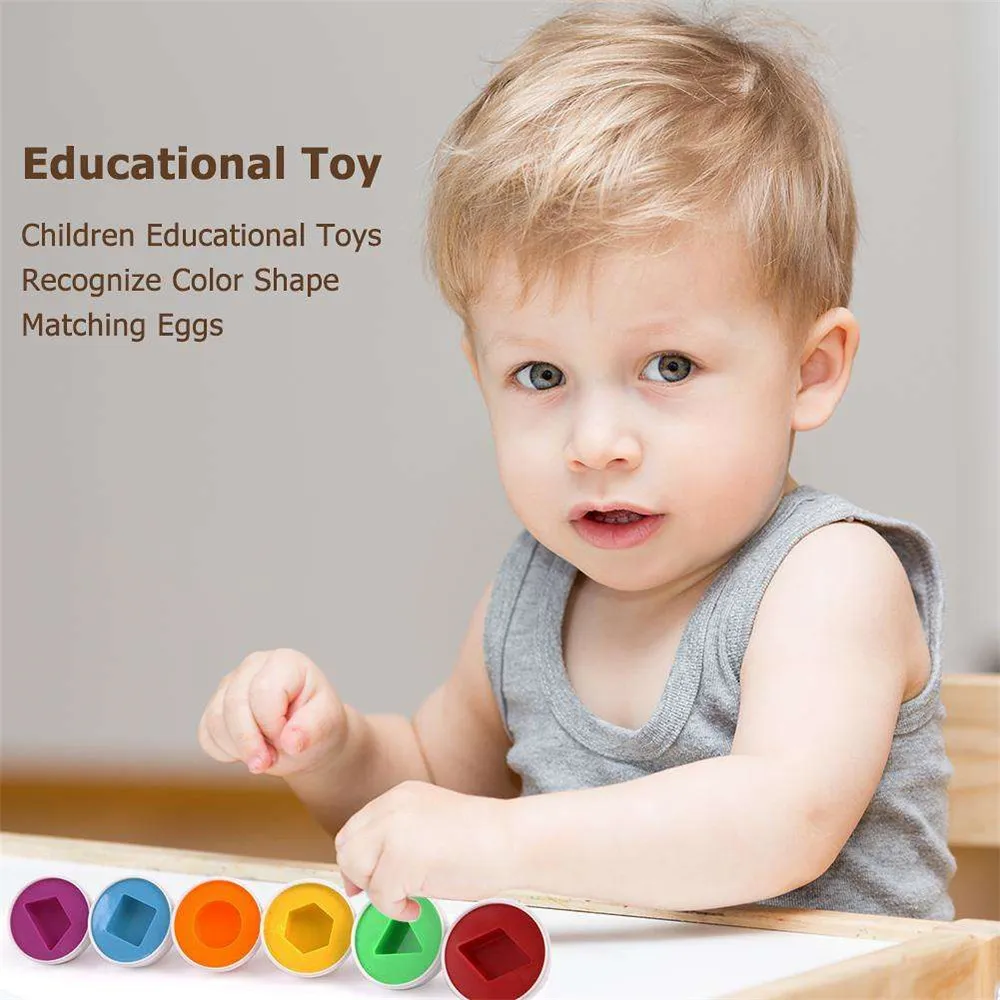 6 целых яиц/набор цветов и формы детские игрушки распознать цвет формы Соответствующие Яйца случайный цвет обучения и образования пластиковые игрушки