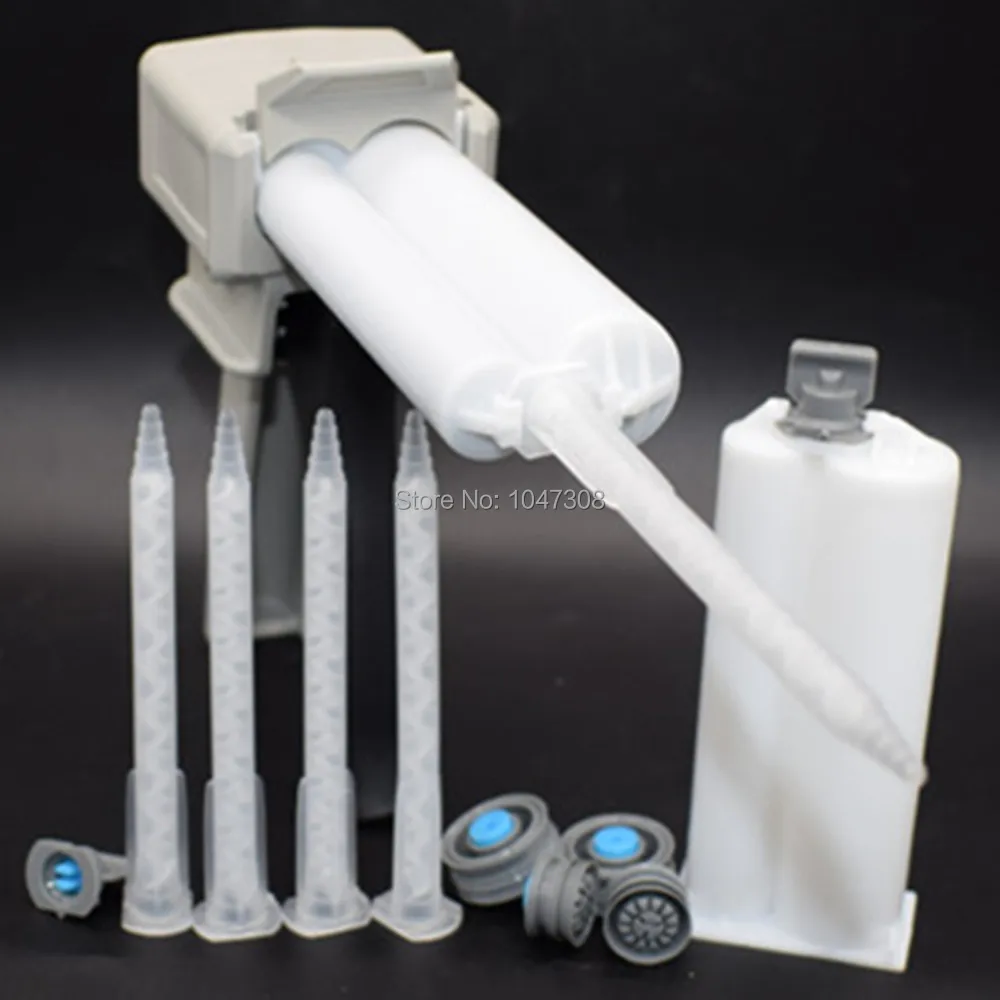 

5x 1:1 Static Mixer Tube Dispenser Epoxy Resin Adhesives Mixing Nozzles + 2x 2:1 50ml Cartridge + 50ml 1:1 2:1 Applicator Gun