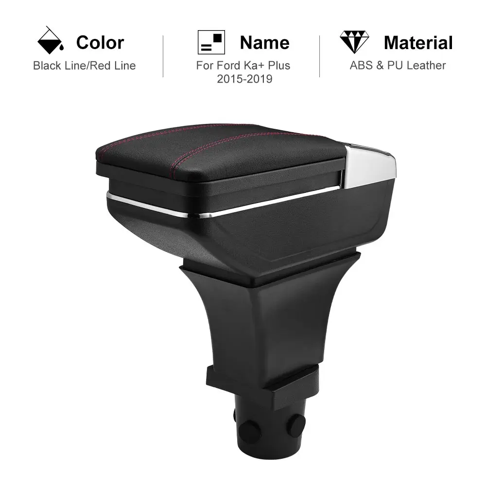 

For Ford Ka+ Plus 2015-2019 Car Armrest Box Hatchback PU Leather Central Container Storage Box Car Styling Accessories