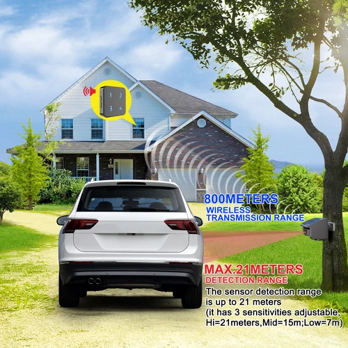 HTZSAFE 400 미터 태양 무선 진입로 경보 옥외 날씨 저항하는 운동 측정기 & 발견 자 DIY 안전 경고 시스템 2