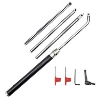 

Wood Turning Tool Set Carbide Tipped Lathe Finisher/Rougher/Detailer/Hollower Tool Set(4Pcs Bar+1Pcs Handle+1Pcs Wrench) with Ro