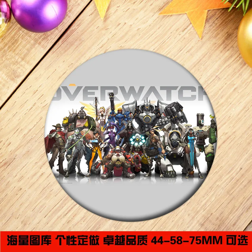 FPS игры патруля бейдж с дисплеем OW фигура D.va Ханзо Mei Tracer жнец Круглый жести сумка