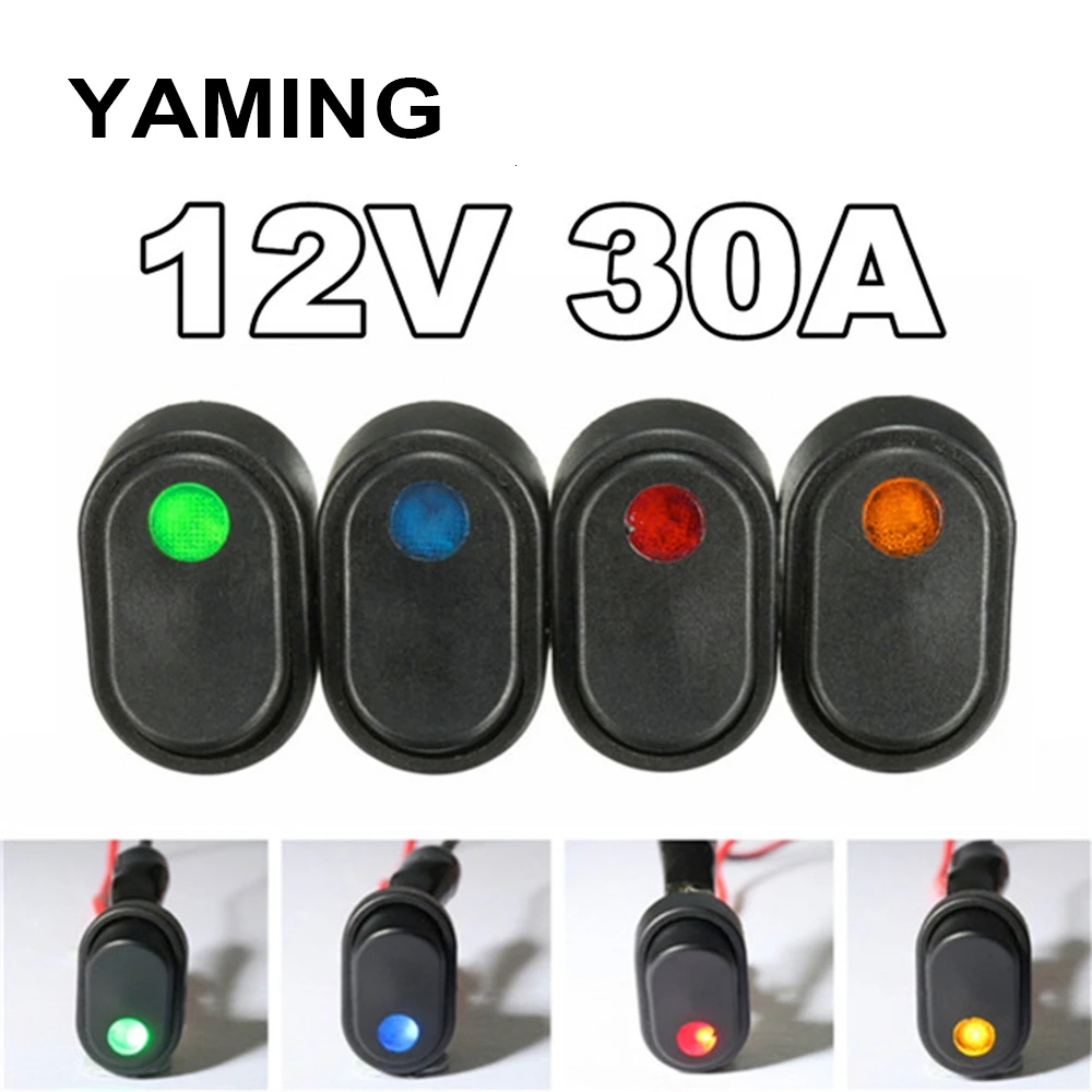 

12V 30A Led Light DIY Rocker Toggle Switch SPST ON-OFF For Car Modification Truck Van Boat Push Button 3pins Black