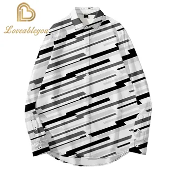 

Spring Autumn Streetwear Striped Thin Shirt Men's Loose Beach Flower Shirt Seaside Hawaii Vacation Casual Long Sleeve Shirt Tops