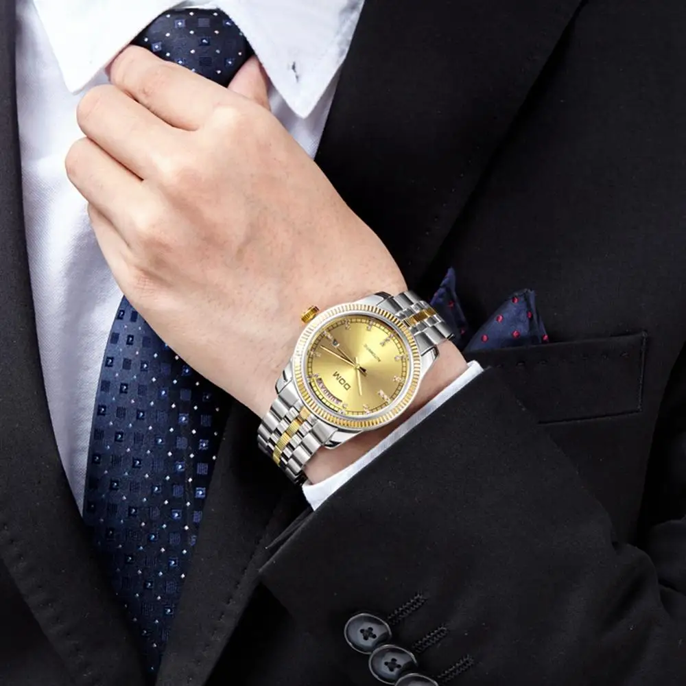 DOM Лидирующий бренд роскошный механический автоматический для мужчин s часы Полный нержавеющей Sappair модные водонепроницаемые Бизнес часы для мужчин aaa часы