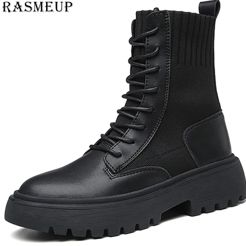 

RASMEUP 2019 Summer Women Sock Boots 2019 Brand Design Retro Breathable Women's Martin boot Vintage Fashion Ladies Shoes