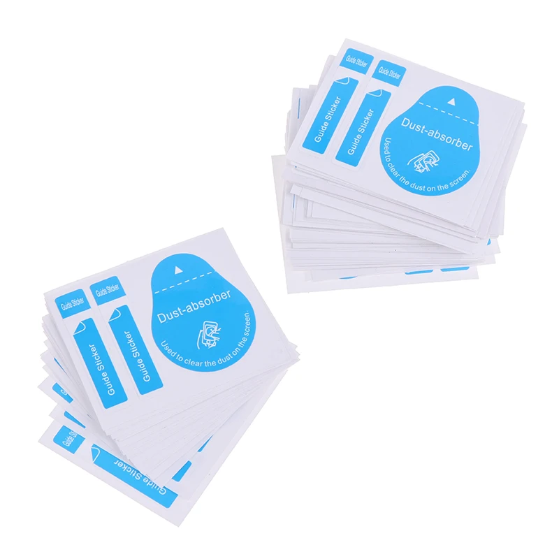 20/50pcs Blue Dust Removal Phone Screen Cleaning Tool All Phones 3 In 1 Dust-absorber + Guide Sticker Clear Dust On Screen 5